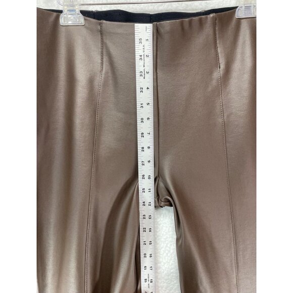 Slim Factor 1X Short Slim Faux Leather Brown Elastic Waist Pants NWT - Picture 8 of 12